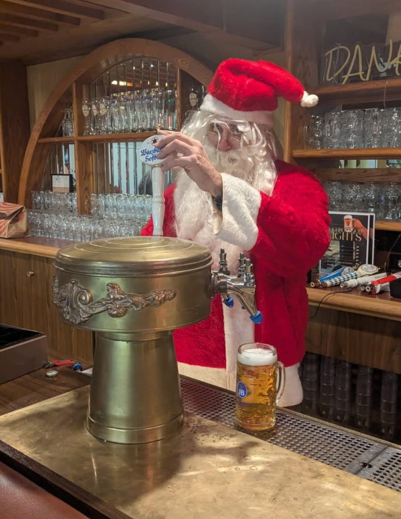 Santa distributing gifts